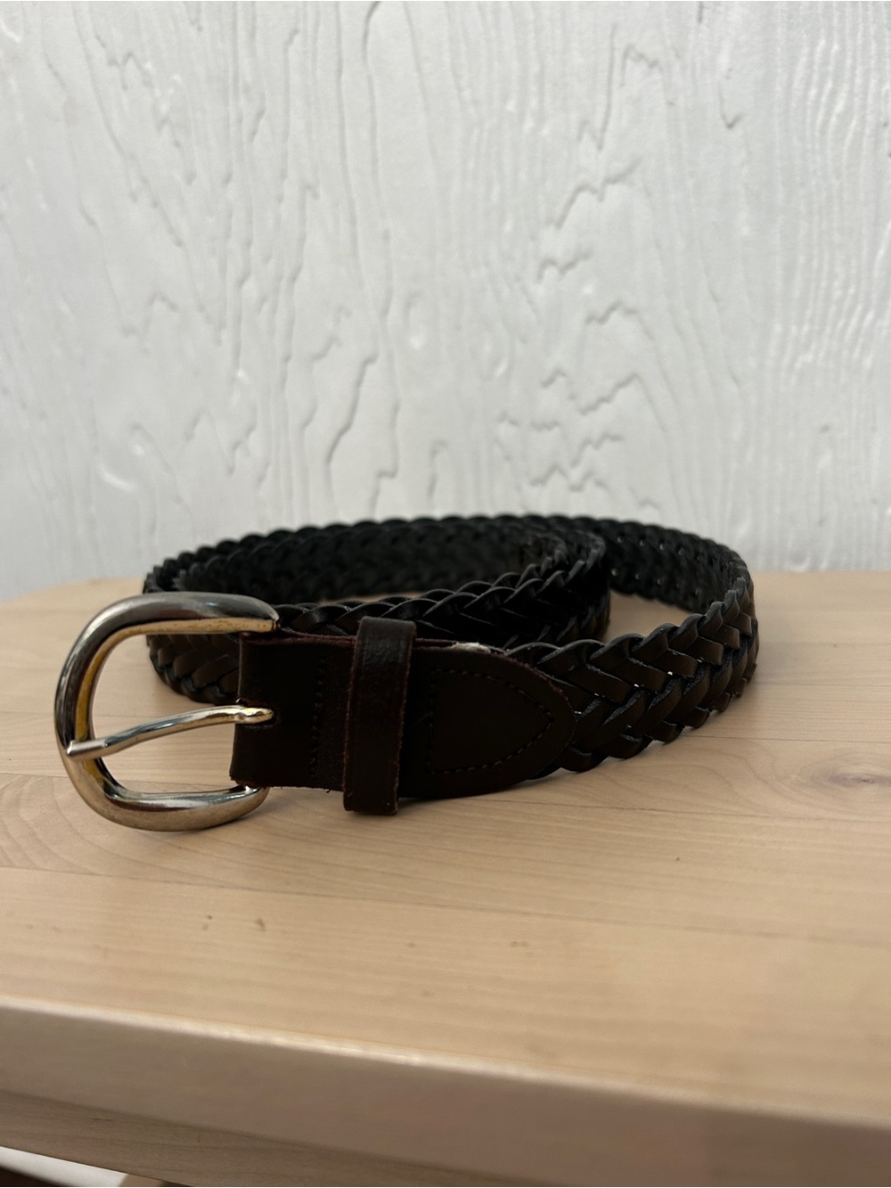 Genuine Leather Braided Belt Dark Brown Large 46" Boho Western Classic Desert